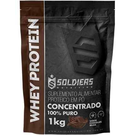 Whey Protein Concentrado 1Kg - Chocolate Belga - 100% Puro Importado - Soldiers Nutrition
