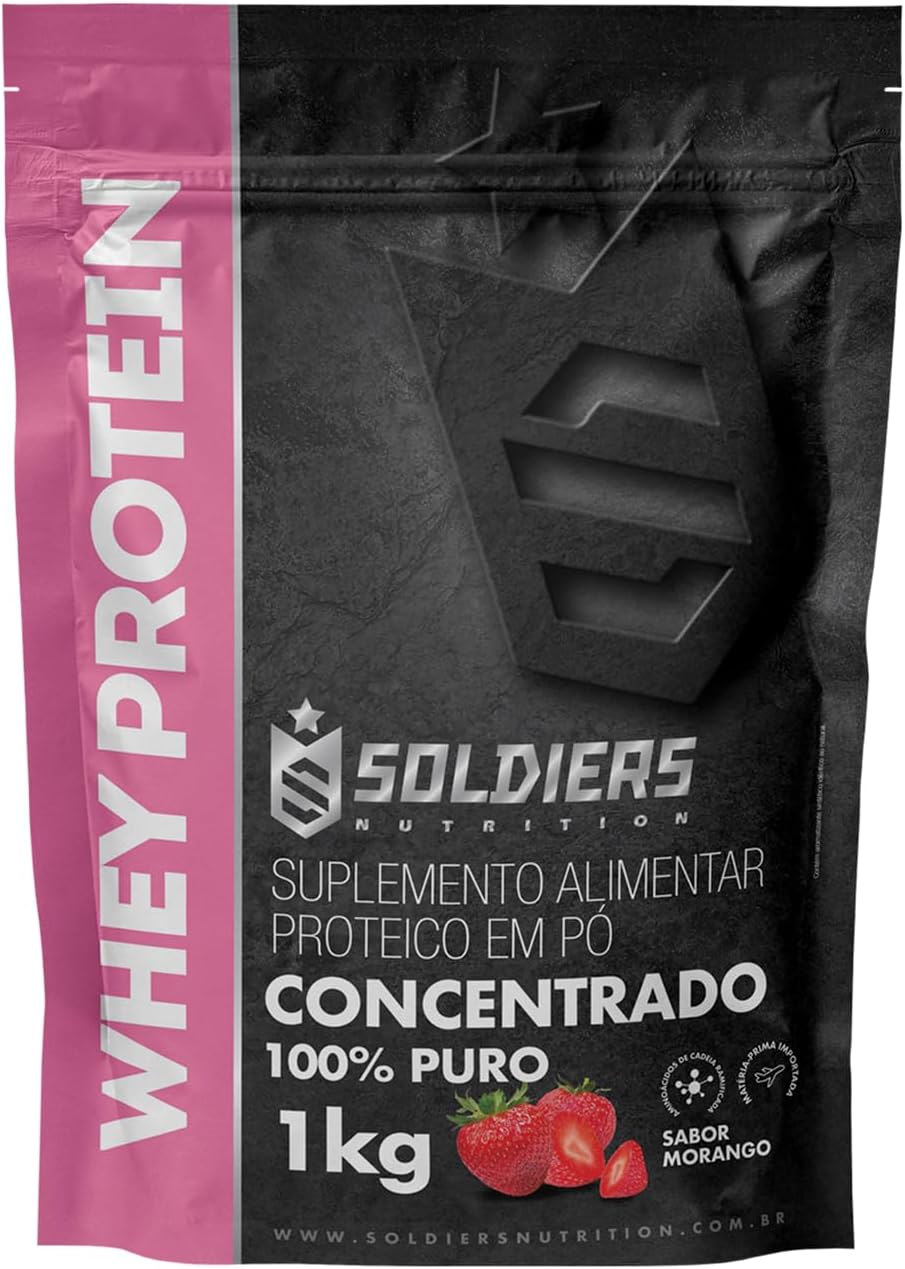 Whey-Protein-Concentrado-1Kg-Morango-100-Puro-Importado.jpg Whey Protein Concentrado 1Kg - Morango - 100% Puro Importado - Soldiers Nutrition