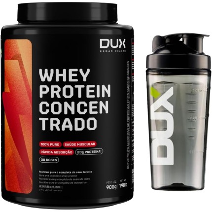 Whey Protein Concentrado Dux + Coqueteleira Oficial (900g, Baunilha)