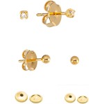 kit com 2 pares de Brincos Infantis bebê recém nascido Pontos de Luz e Bolinhas Banhados a Ouro 18k