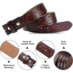 HJones Cintos ocidentais para homens sem fivela, fivelas de cinto caubói para homens, cinto de couro genuíno de 3,8 cm de largura sem fivela - Imagem 3