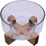 Mimo Style, Saladeira de Vidro com Base Acácia Wood 15cm - Imagem 2