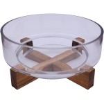 Mimo Style, Saladeira de Vidro com Base Acácia Wood 15cm - Imagem 3