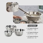 Conjunto de Tigelas Brinox 3 Peças Suprema Aço Inox - Imagem 4