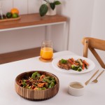 Oikos - Bowl Tigela Saladeira Grande 22cm de Madeira Acácia Canelado - Imagem 7