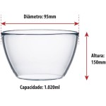 Ruvolo, Saladeira Bowl, Bowl Tropical de Vidro, Multiuso P M e G, 3 pcs - Imagem 4