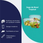 Ruvolo, Saladeira Bowl, Bowl Tropical de Vidro, Multiuso P M e G, 3 pcs - Imagem 5