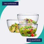 Ruvolo, Saladeira Bowl, Bowl Tropical de Vidro, Multiuso P M e G, 3 pcs - Imagem 7