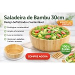 Saladeira de Bambu 30 cm para Saladas e Servir | Tigela Ampla em Bambu Natural | Design Sofisticado para Mesa e Cozinha - Imagem 5