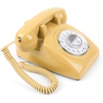 Telefone giratório, telefone vintage, telefones retrô para telefone fixo, telefone antigo com fio com função de discagem para casa, escritório, hotel, escola, amarelo - Imagem 3
