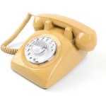 Telefone giratório, telefone vintage, telefones retrô para telefone fixo, telefone antigo com fio com função de discagem para casa, escritório, hotel, escola, amarelo - Imagem 5