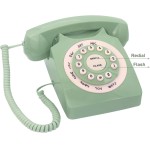 Telefone fixo retrô com fio, telefone clássico vintage da TelPal para casa e escritório, presente de telefone doméstico com fio para idosos (verde) - Imagem 3