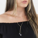 Colar Gravata com Pedras Zirconias Semi Joias Banhado Ouro 18k - Imagem 2