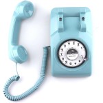 Telefone retrô, telefone fixo clássico, vintage, antiquado, com função de discagem, para decoração de casa e escritório, azul - Imagem 3