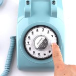 Telefone retrô, telefone fixo clássico, vintage, antiquado, com função de discagem, para decoração de casa e escritório, azul - Imagem 4