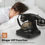Telefones rotativos retrô para telefone fixo, telefone de mesa com fio clássico, telefone giratório vintage antiquado com toque desligado e função de rediscagem para casa - Imagem 3