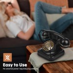 Telefones rotativos retrô para telefone fixo, telefone de mesa com fio clássico, telefone giratório vintage antiquado com toque desligado e função de rediscagem para casa - Imagem 5