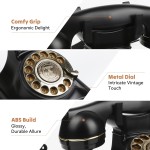 Telefones rotativos retrô para telefone fixo, telefone de mesa com fio clássico, telefone giratório vintage antiquado com toque desligado e função de rediscagem para casa - Imagem 6