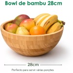 Bowl de Bambu 28cm Bowl para Servir Saladas Tigela Grande Saladeira Redonda - Imagem 3