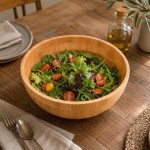 Bowl de Bambu 28cm Bowl para Servir Saladas Tigela Grande Saladeira Redonda - Imagem 5