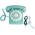 Beneno Telefone fixo retrô verde clássico design rotativo telefone de mesa com fio antiquado com toque para casa e escritório, telefones básicos dos anos 80 para idosos - Imagem 5