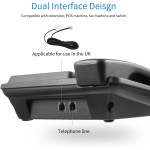 Telefone fixo preto com fio DTMF/FSK duplo suporta mãos livres/discagem/flash/discagem rápida/controle de volume do anel, chip IC integrado, data em tempo real para idosos - Imagem 3