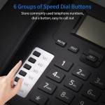 Telefone fixo preto com fio DTMF/FSK duplo suporta mãos livres/discagem/flash/discagem rápida/controle de volume do anel, chip IC integrado, data em tempo real para idosos - Imagem 5