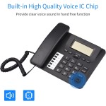 Telefone fixo preto com fio DTMF/FSK duplo suporta mãos livres/discagem/flash/discagem rápida/controle de volume do anel, chip IC integrado, data em tempo real para idosos - Imagem 6
