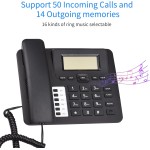 Telefone fixo preto com fio DTMF/FSK duplo suporta mãos livres/discagem/flash/discagem rápida/controle de volume do anel, chip IC integrado, data em tempo real para idosos - Imagem 7