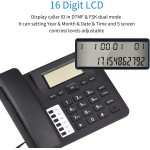 Telefone fixo preto com fio DTMF/FSK duplo suporta mãos livres/discagem/flash/discagem rápida/controle de volume do anel, chip IC integrado, data em tempo real para idosos - Imagem 8