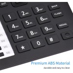 Telefone fixo preto com fio DTMF/FSK duplo suporta mãos livres/discagem/flash/discagem rápida/controle de volume do anel, chip IC integrado, data em tempo real para idosos - Imagem 9