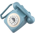 Telefone retrô, telefone fixo clássico, vintage, antiquado, com função de discagem, para decoração de casa e escritório, azul