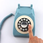 Telefone retrô, telefone fixo clássico, vintage, antiquado, com função de discagem, para decoração de casa e escritório, azul - Imagem 4