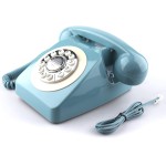 Telefone retrô, telefone fixo clássico, vintage, antiquado, com função de discagem, para decoração de casa e escritório, azul - Imagem 7