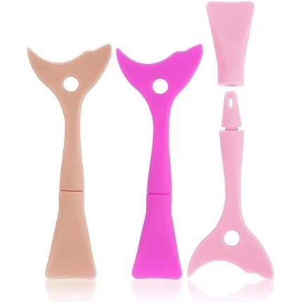 Aplicador de Delineador em Silicone Reutilizável, Molde para Maquiagem Portátil, Kit com 3 Unidades