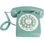 Beneno Telefone fixo retrô verde clássico design rotativo telefone de mesa com fio antiquado com toque para casa e escritório, telefones básicos dos anos 80 para idosos