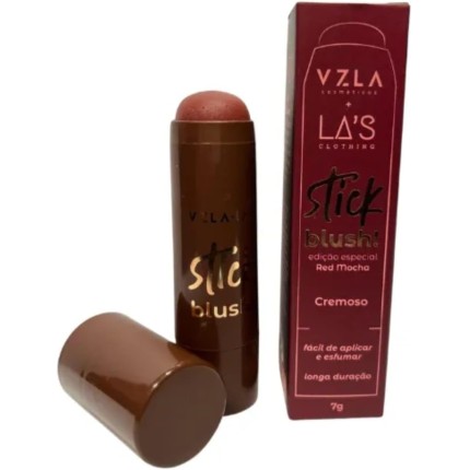 Blush Stick La's Red Mocha Cremoso Prático Vegano Original Vizzela