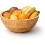 Bowl de Bambu 28cm Bowl para Servir Saladas Tigela Grande Saladeira Redonda
