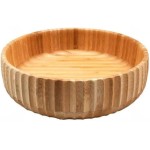 Bowl de Bambu Canelado Tigela Cumbuca Saladeira Natural Versátil para Saladas Frutas e Snacks (19cm)