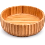 Bowl de Bambu Canelado Tigela Cumbuca Saladeira Natural Versátil para Saladas Frutas e Snacks (19cm) - Imagem 2