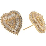 Brinco Coração Luxo Semi Joia Banhado a Ouro 18k com Pedras de Zircônia Design Elegante e Sofisticado