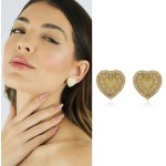 Brinco Coração Luxo Semi Joia Banhado a Ouro 18k com Pedras de Zircônia Design Elegante e Sofisticado - Imagem 2