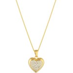 Colar Coração com Pedras Zircônias – Semi Joia Banhada a Ouro 18k – Design Romântico e Elegante, Ideal para Presentear ou Usar em Ocasiões Especiais, Agregando Charme e Sofisticação ao Visual