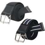 Conjunto de cintos de lona para homem, com 2 cintos fabricados em tecido acetinado com fivela de rolo - Imagem 2