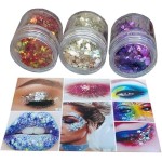 Delineador Adesivo Face Jewels Gatinho com Pedra Strass 3 Pares Sortidos + 2 Potes Glitter: Festas Carnaval - Imagem 2