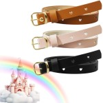 Kit 3 Cintos Infantil Fino Feminino Delicado com Coração para Meninas Fivela Dourada - Manuzinha - Imagem 2