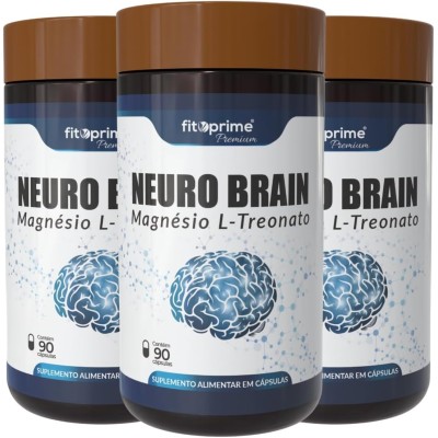 Kit 3 Magnésio L-treonato Puro Neuro Brain 90cps Fitoprime