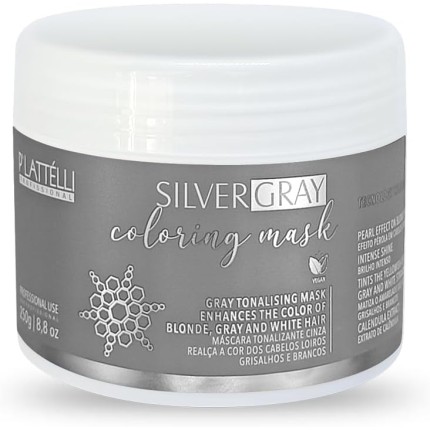 Máscara Tonalizante Cinza Silver Gray 250g - Plattélli Profissional