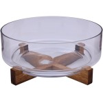 Mimo Style, Saladeira de Vidro com Base Acácia Wood 15cm