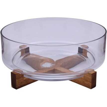 Mimo Style, Saladeira de Vidro com Base Acácia Wood 15cm